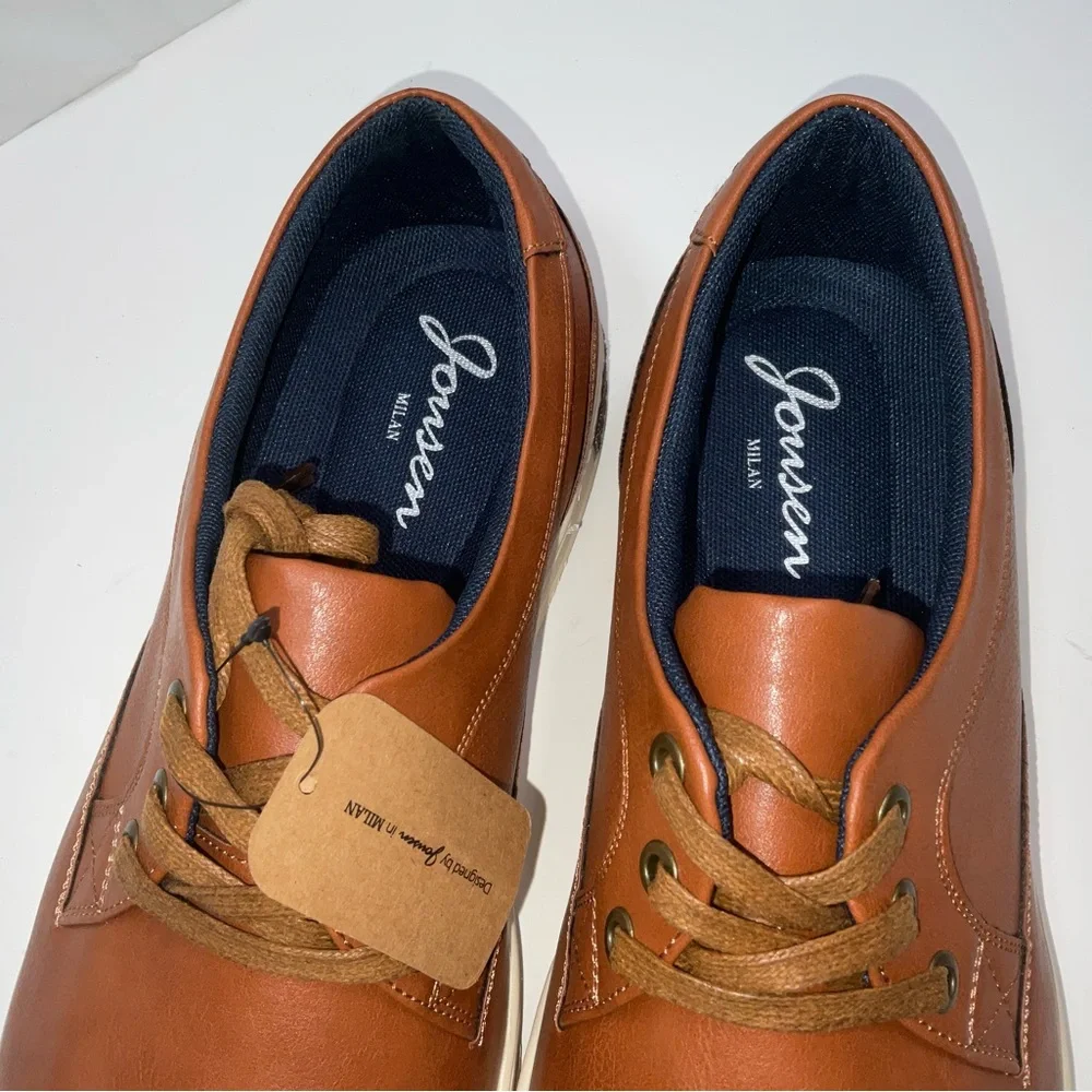 NIB‎ Men’s Jousen Milan 3 Eyelet Brown Lace Up Fashion Dress Sneakers Size 13